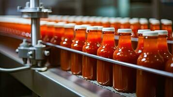 Tomato Juice Production Line - Generative AI photo