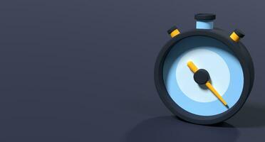 3d stopwatch icon. 3d render timer icon. 3d rendering cartoon style stopwatch icon. 3d rendering illustration photo