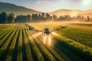 High-Tech Agricultural Drone in Action - Generative AI photo