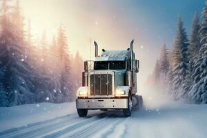 Winter Trucking Adventure - Generative AI photo