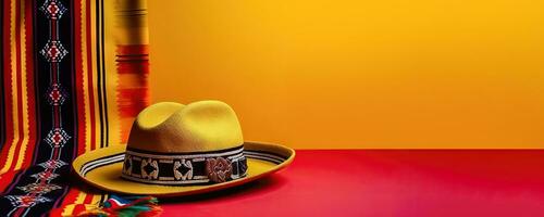Fiesta Essentials - Traditional Mexican Sombrero Hat and Poncho Cape - Generative AI photo