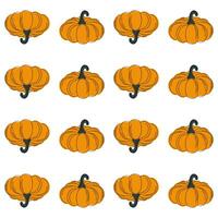 Hand drawn pumpkin seamless pattern. Modern linear style with colorful spots. Minimalist fall holiday background vector illustration. Ideal for fabric, textile, prints, wrapping paper.