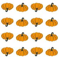 Hand drawn pumpkin seamless pattern. Modern linear style with colorful spots. Minimalist fall holiday background vector illustration. Ideal for fabric, textile, prints, wrapping paper.