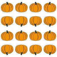 Hand drawn pumpkin seamless pattern. Modern linear style with colorful spots. Minimalist fall holiday background vector illustration. Ideal for fabric, textile, prints, wrapping paper.