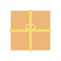 Gift Box with Rope Flat Illustration. Clean Icon Design Element on Isolated White Background vector