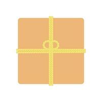 Gift Box with Rope Flat Illustration. Clean Icon Design Element on Isolated White Background vector