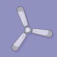 Ceiling Fan Vector Icon Illustration with Outline for Design Element, Clip Art, Web, Landing page, Sticker, Banner. Flat Cartoon Style