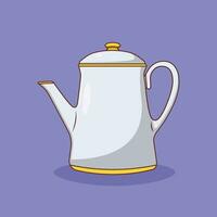 Tea Kettle Vector Icon Illustration with Outline for Design Element, Clip Art, Web, Landing page, Sticker, Banner. Flat Cartoon Style