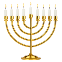 hanukkah menora med brinnande ljus isolerat på transparent bakgrund. ai generativ png