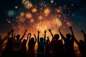 vibrante diwali celebracion con brillante luces y festivo fuegos artificiales ai generativo foto