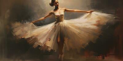 AI Generated. AI Generative. Classic ballerina  dancing background. Painting drawing graphic art. Graphic Art photo