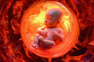Miraculous Beginnings - Baby in the Womb - Generative AI photo