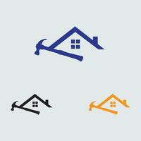 modern house repair logo and symbol illustration design on gray background vector