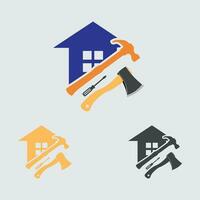 modern house repair logo and symbol illustration design on gray background vector