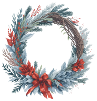 Christmas wreath. Watercolor illustration with holly berries. AI Generative png