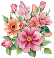 Watercolor vintage flower clip art isolated. AI Generative png