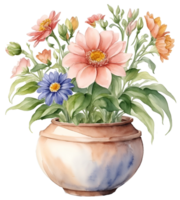 Watercolor vintage flower clip art isolated. AI Generative png