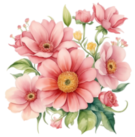 Watercolor vintage flower clip art isolated. AI Generative png