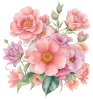 Watercolor vintage flower clip art isolated. AI Generative png