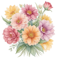 Watercolor vintage flower clip art isolated. AI Generative png