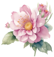 Watercolor vintage flower clip art isolated. AI Generative png