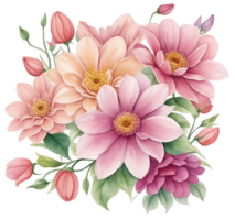 Watercolor vintage flower clip art isolated. AI Generative png