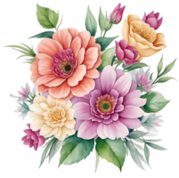 aguarela vintage flor grampo arte isolado. ai generativo png