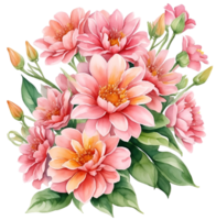 aguarela vintage flor grampo arte isolado. ai generativo png