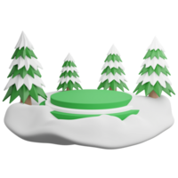 Christmas and winter theme podium clipart flat design icon isolated on transparent background, 3D render display and Christmas concept png