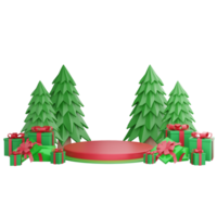 Christmas theme podium clipart flat design icon isolated on transparent background, 3D render product display and Christmas concept png