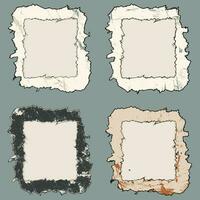 Torn paper frames with jagged edges. Ripped cutots for collage, weathered and distressed style. Vector illustration of rough shapes as retro design templates