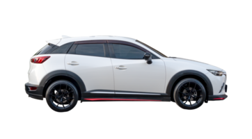 white hatchback car isolated with clipping path in png file format