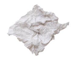 Single screwed or crumpled tissue paper or napkin in strange shape after use in toilet or restroom isolated with clipping path in png file format