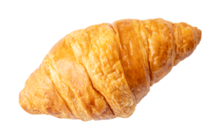 Top view of single croissant isolated with clipping path in png file format