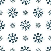 Seamless background of hand drawn snowflakes. Christmas and New Year decoration elements. Vector illustration.