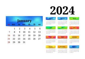 Calendar for 2024 isolated on a white background vector