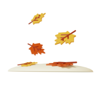 autumn leaves falling down 3D illustration png