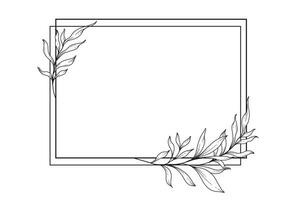 Floral Frames Line Art, Fine Line Eucalyptus Frames Hand Drawn Illustration. Eucalyptus Outline Frame. vector