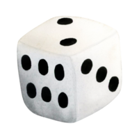 Watercolor white dice with black dots hand drawn illustration. Playing cube die for table games, backgammon and gambling png