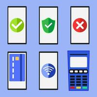 flat icon of cellphone when making a transaction and EDC machine vector