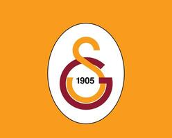 Galatasaray club logo símbolo Turquía liga fútbol americano resumen diseño vector ilustración con naranja antecedentes