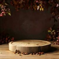 autumn podium product display mockup ai generated photo