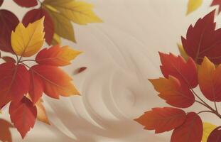 beautiful red autumn leaves with pastel background ai generated photo