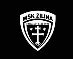 Zilina Club Symbol Logo White Slovakia League Football Abstract Design Vector Illustration With Black Background