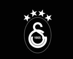 Galatasaray Symbol Club Logo White Turkey League Football Abstract Design Vector Illustration With Black Background