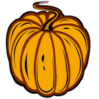 Autumn illustration of yellow round ripe pumpkin. Digital  illustration  for your design, decorating invitations and cards, making stickers, embroidery scheme,  printing on packaging and textiles. png