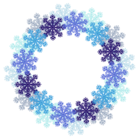 Wreath frame snowflakes blue . Decorative winter digital illustration for design decorating invitations and cards, making stickers, printing  on packaging and textiles. png