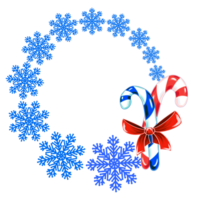 guirnalda marco copos de nieve azul con piruletas. decorativo invierno digital ilustración para diseño decorando invitaciones y tarjetas, haciendo pegatinas, impresión en embalaje textiles. png