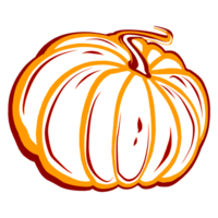 Autumn illustration of orange round pumpkin. Digital  illustration  for your design, decorating invitations and cards, making stickers, embroidery scheme,  printing on packaging and textiles. png