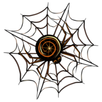 Halloween spider on the web black. Digital illustration for your design,  decorating invitations and cards, making stickers, embroidery scheme, printing png